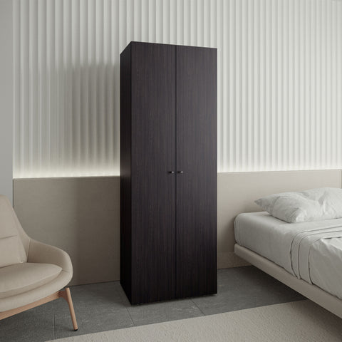 66.9" Tall 2-Door Armoire Closet System with Hanging Rod & Shelf, Modern Bedroom Wardrobe Cabinet for Organization Storage - Black