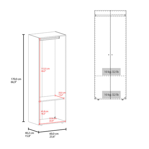 66.9" Tall 2-Door Armoire Closet System with Hanging Rod & Shelf, Modern Bedroom Wardrobe Cabinet for Organization Storage - Black