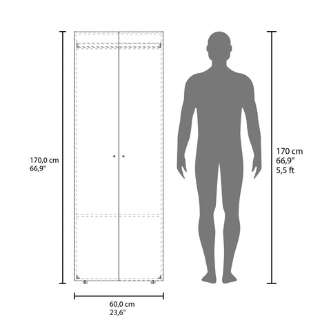 66.9" Tall 2-Door Armoire Closet System with Hanging Rod & Shelf, Modern Bedroom Wardrobe Cabinet for Organization Storage - Black